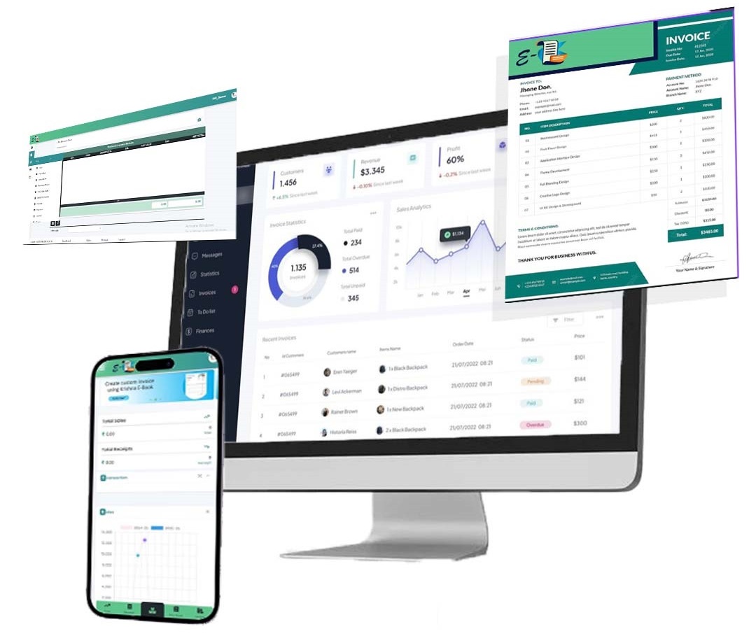Feature image with Krishna E-Book logo on the top left, bold headline text reading “Top Reasons Businesses Prefer Krishna E-Book Free GST Billing Software” on the left, and a laptop illustration on the right displaying a GST invoice screen.
